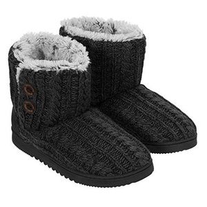 Dearfoams Memory Foam Sweater Knit Bootie Slippers